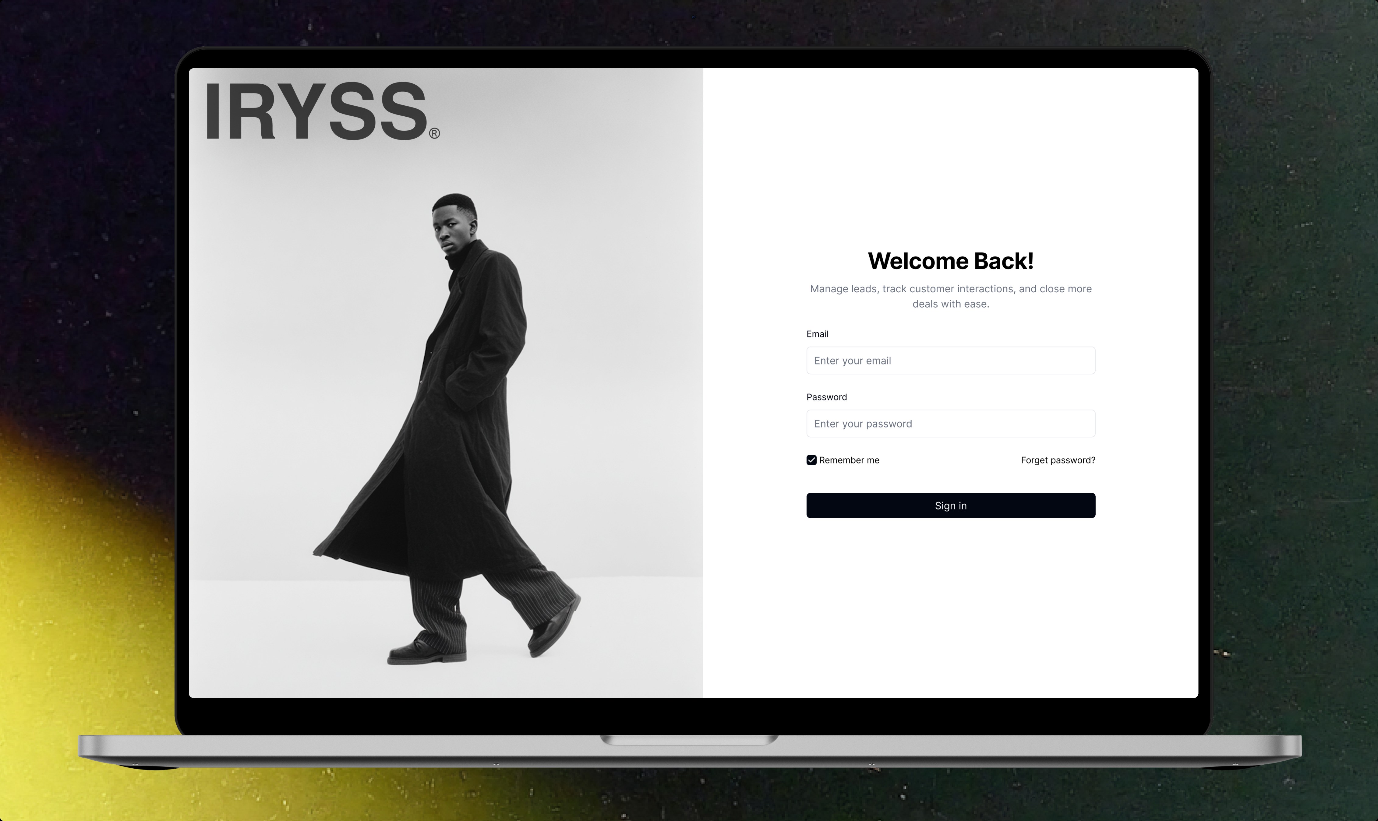 IRYSS CRM Dashboard MacBook Pro Mockup