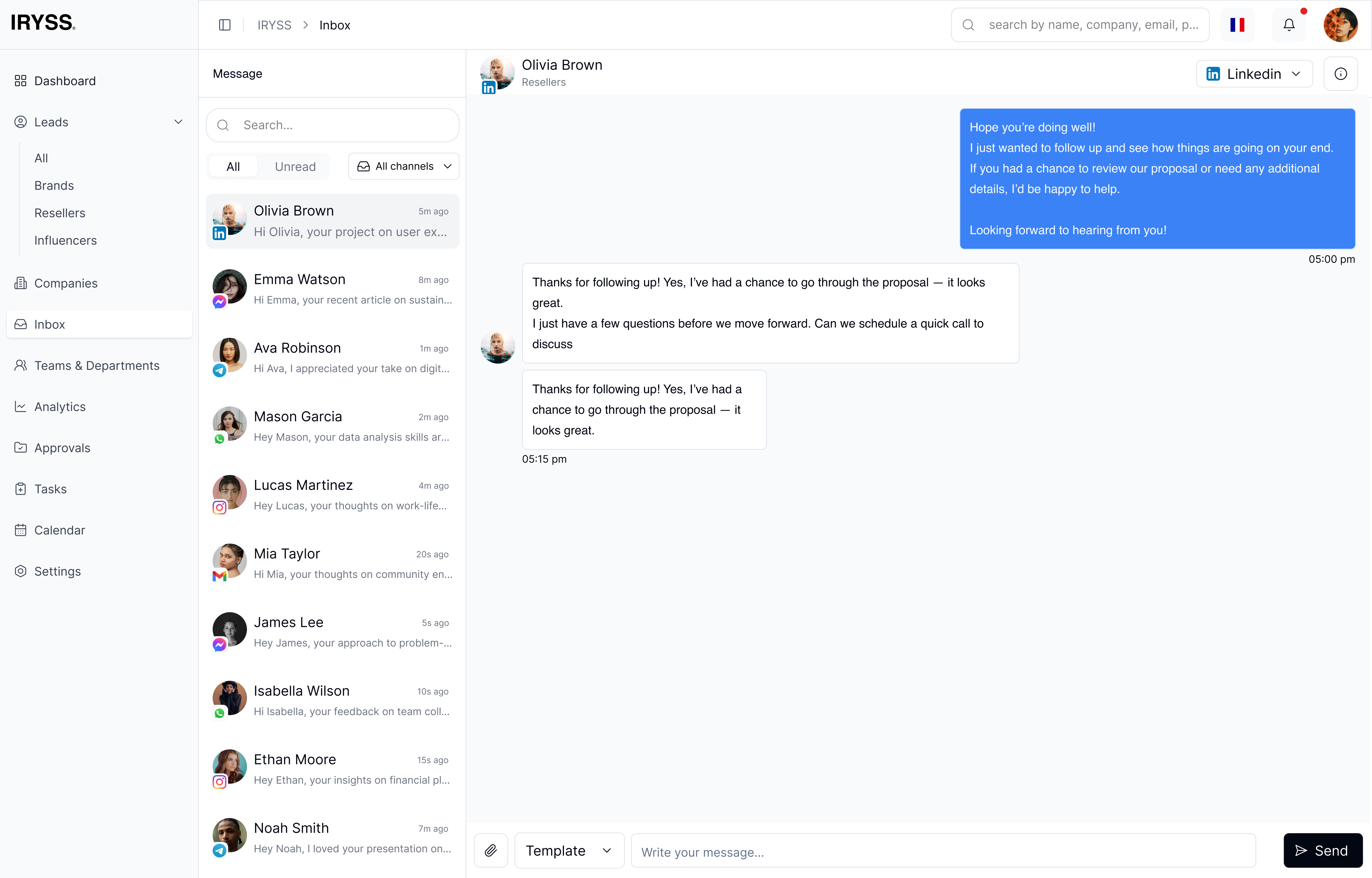 IRYSS CRM Inbox & Messaging