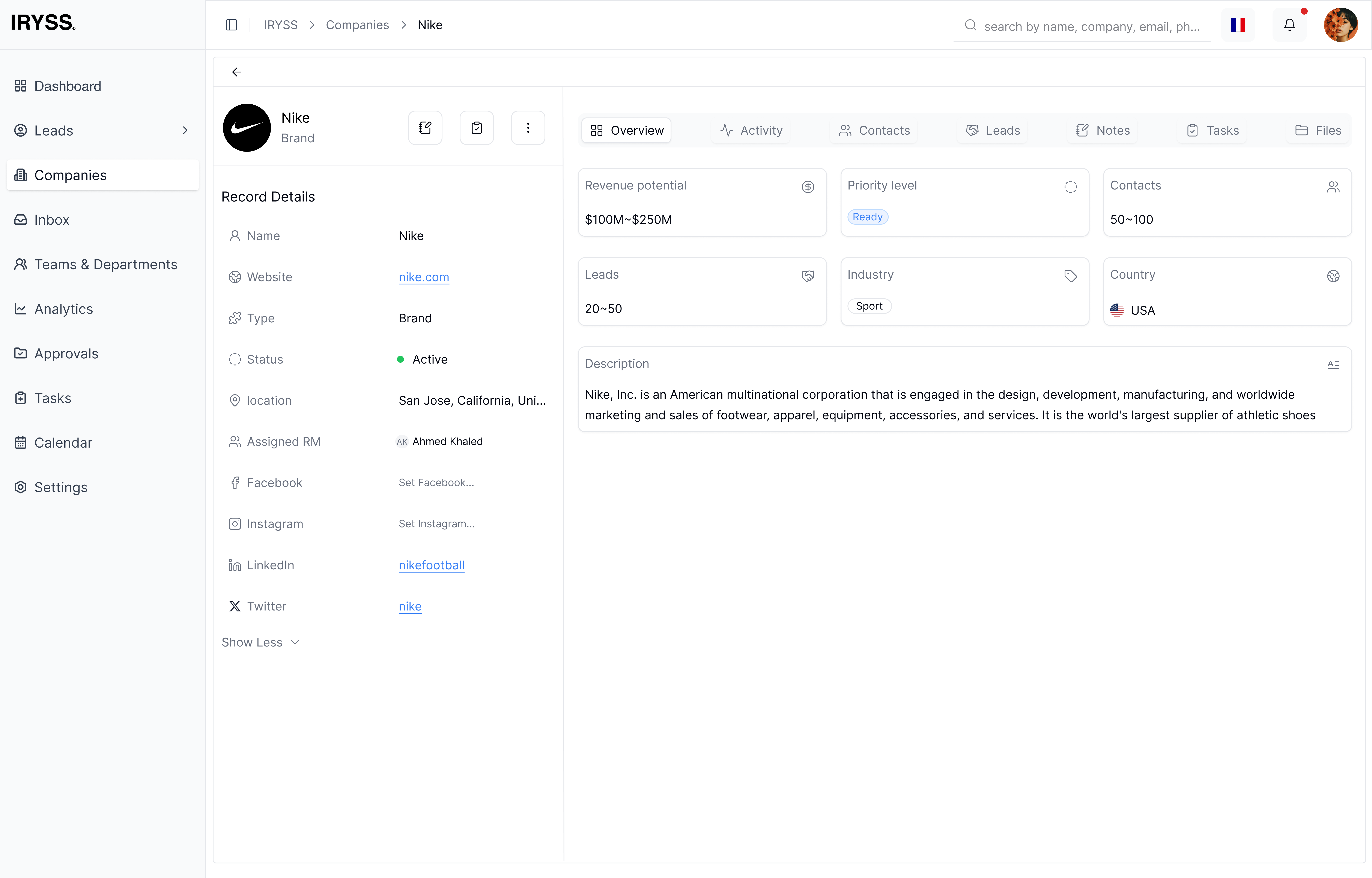 IRYSS CRM Company Profile